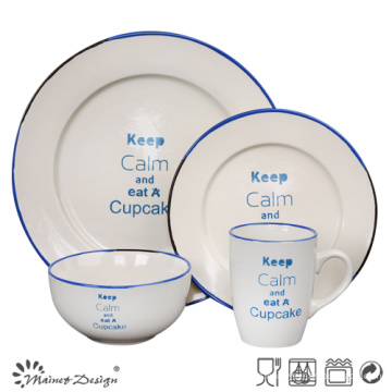 16PCS Keep Calm Stoneware Dinner Set